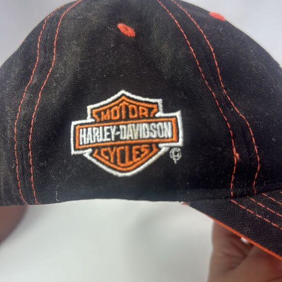 Harley Davidson Motocycles Screamin Eagle Flame Hat Black Orange Cap . - Picture 9 of 9